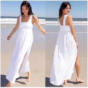 NWT Natural Life White Maxi Beach Cotton Gauze Dress🌻🤍🤍